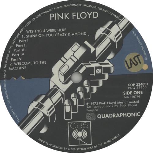 Pink Floyd Wish You Were Here UK(英)盤 LP Pink Floyd Wish You Were Here - Quad Australian vinyl LP